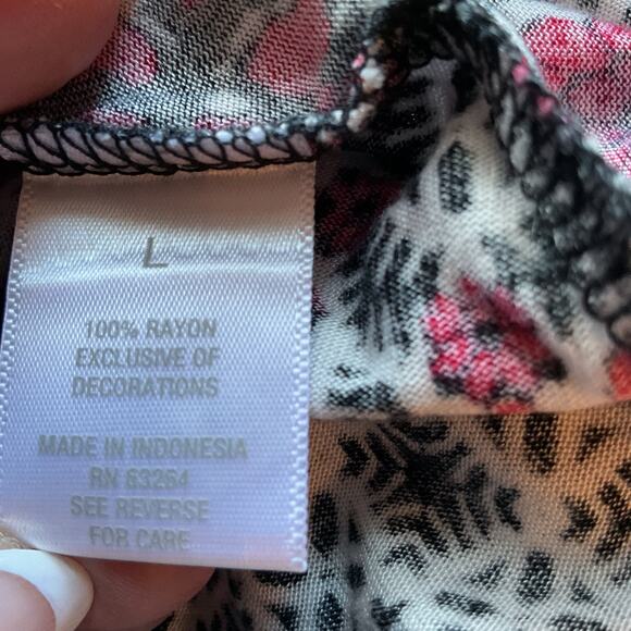 Westport 1962 Multicolor Long Sleeve Flutter Bell Sleeve Long Tunic Top L - Picture 6 of 8